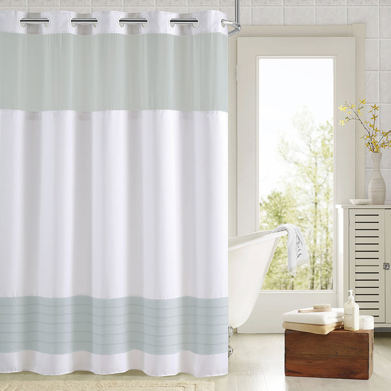 Hookless Highland Dunes® Colour Block Shower Curtain With Fabric Liner